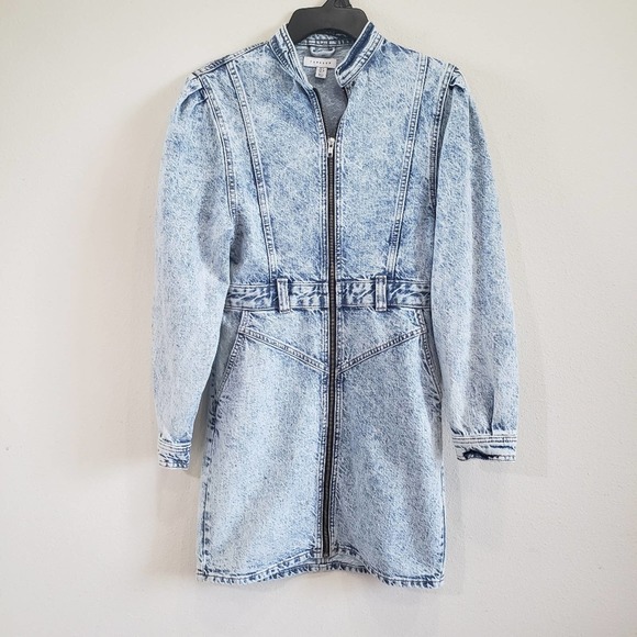 Topshop Light Blue Denim Mini Dress - Picture 4 of 12